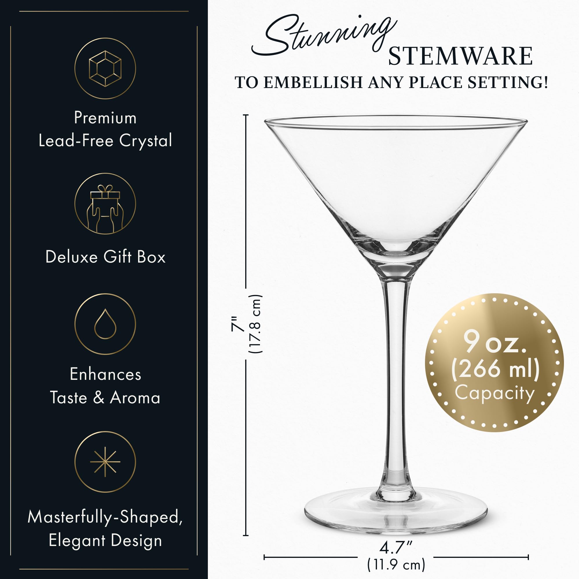 ELIXIR GLASSWARE 9-ounce martini glasses ideal for generous pours
