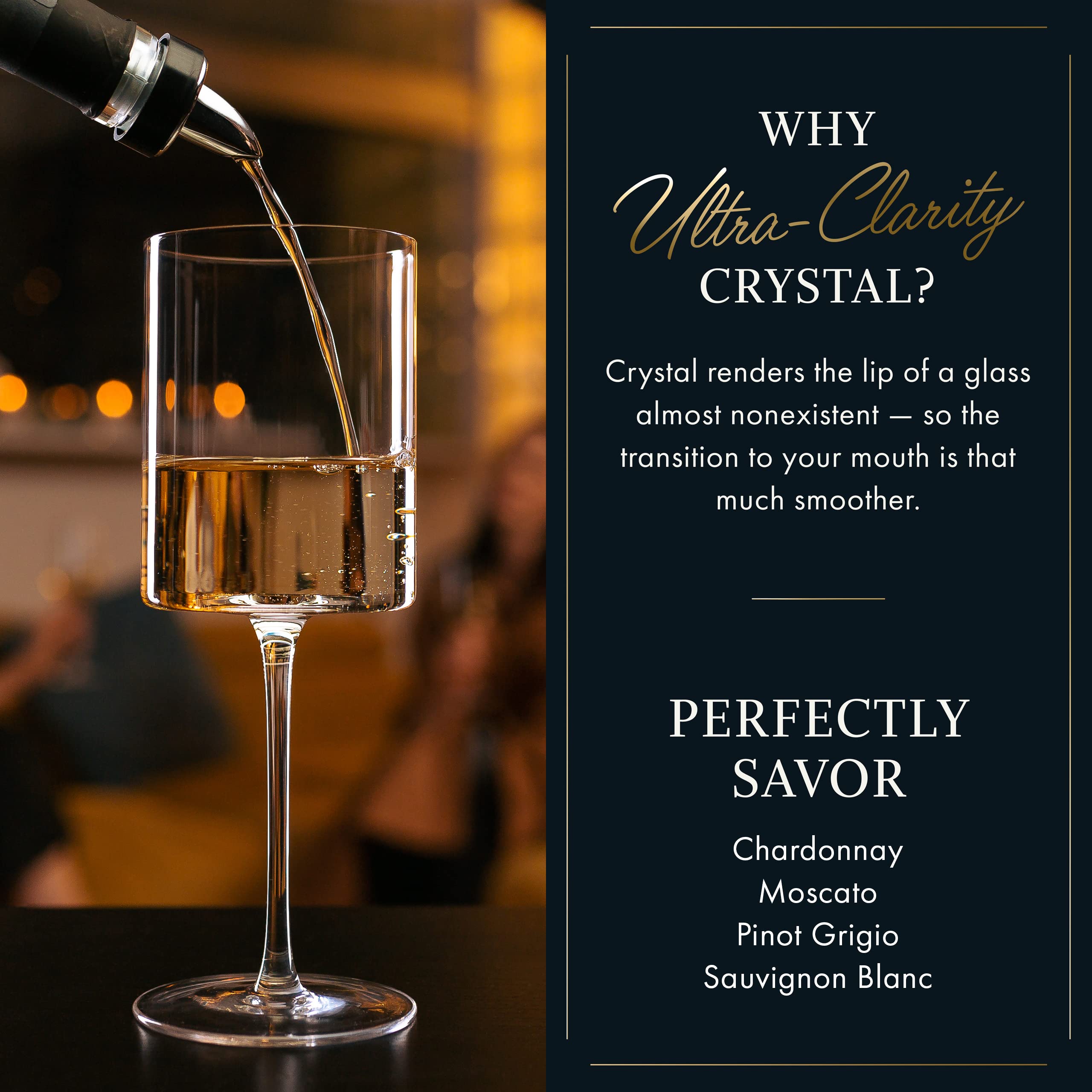 Elixir Glassware hand-blown wine glasses add artisanal charm to gatherings.