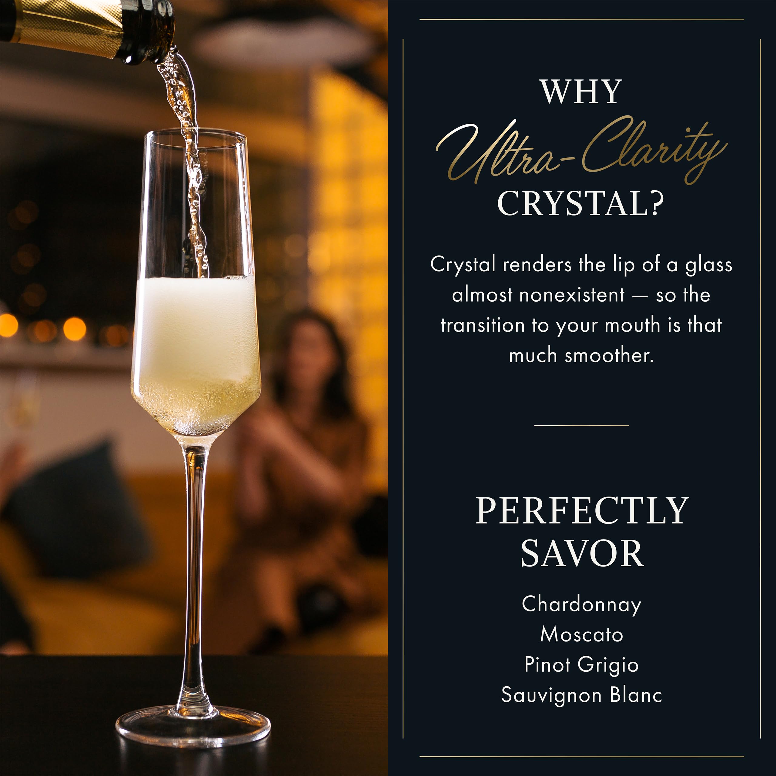 Elixir Glassware handblown champagne glasses showcasing artisanal craftsmanship