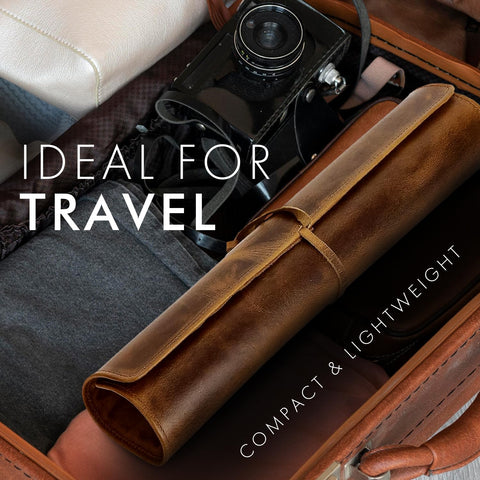ELIZO knife roll with suede interior protects blades from scratches during storage.
