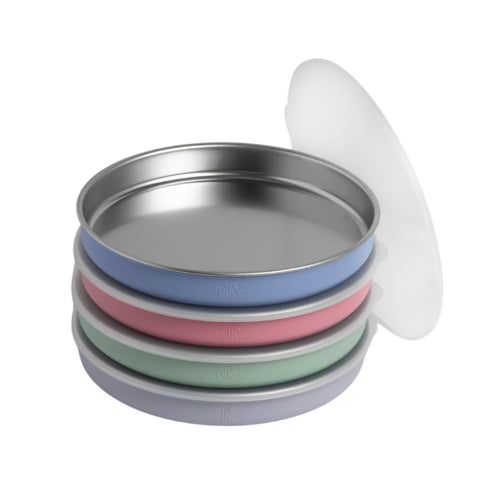 Elk and Friends 7.8-inch stainless plate with ample room for kids' favorites.