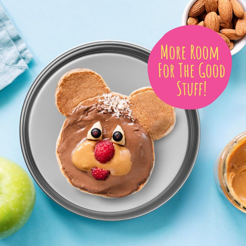Kid-friendly Elk and Friends plate supports self-feeding and tidier tables.
