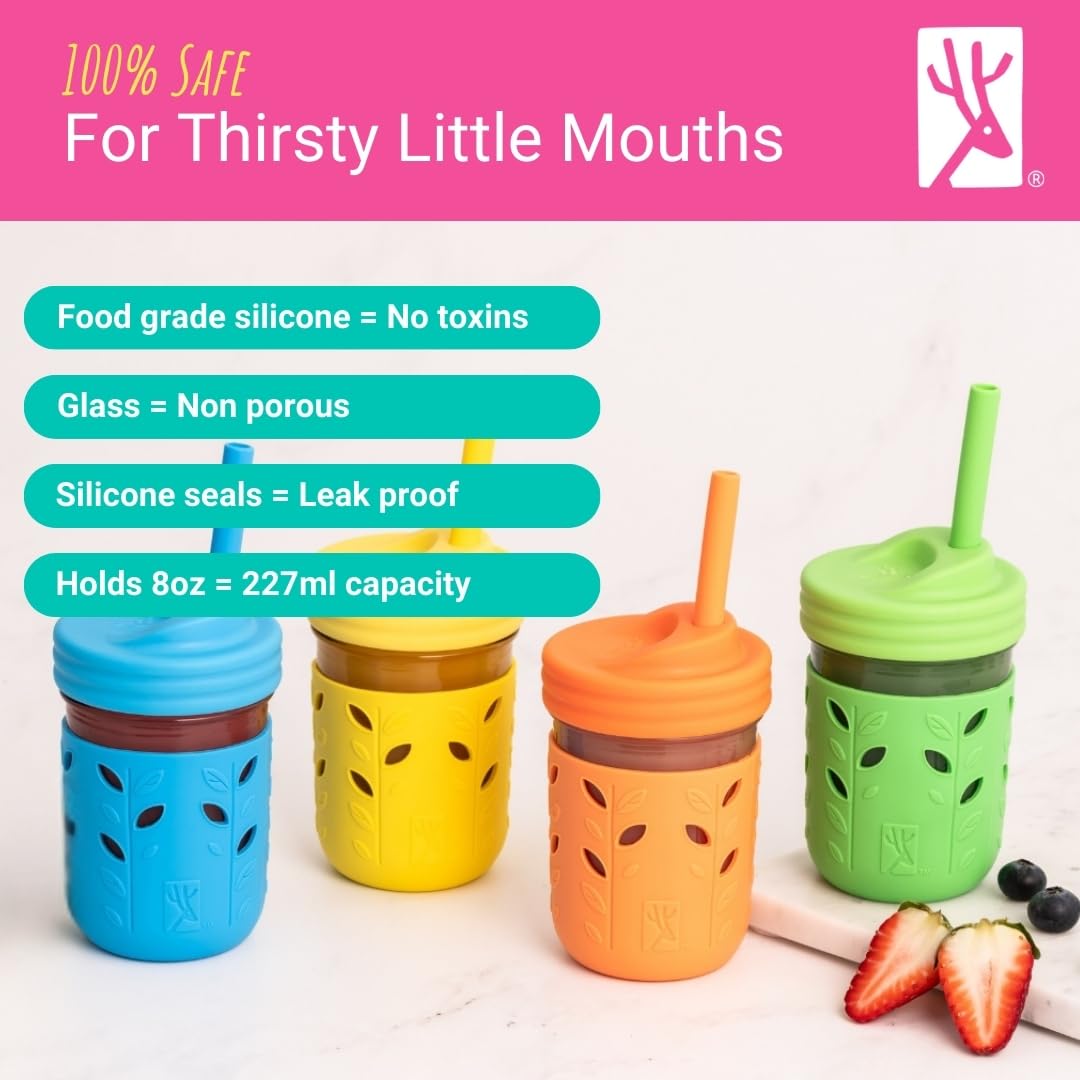 Elk and Friends spout lid supports easy, independent sipping for kids