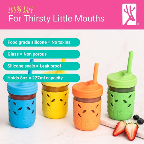 Elk and Friends spout lid supports easy, independent sipping for kids