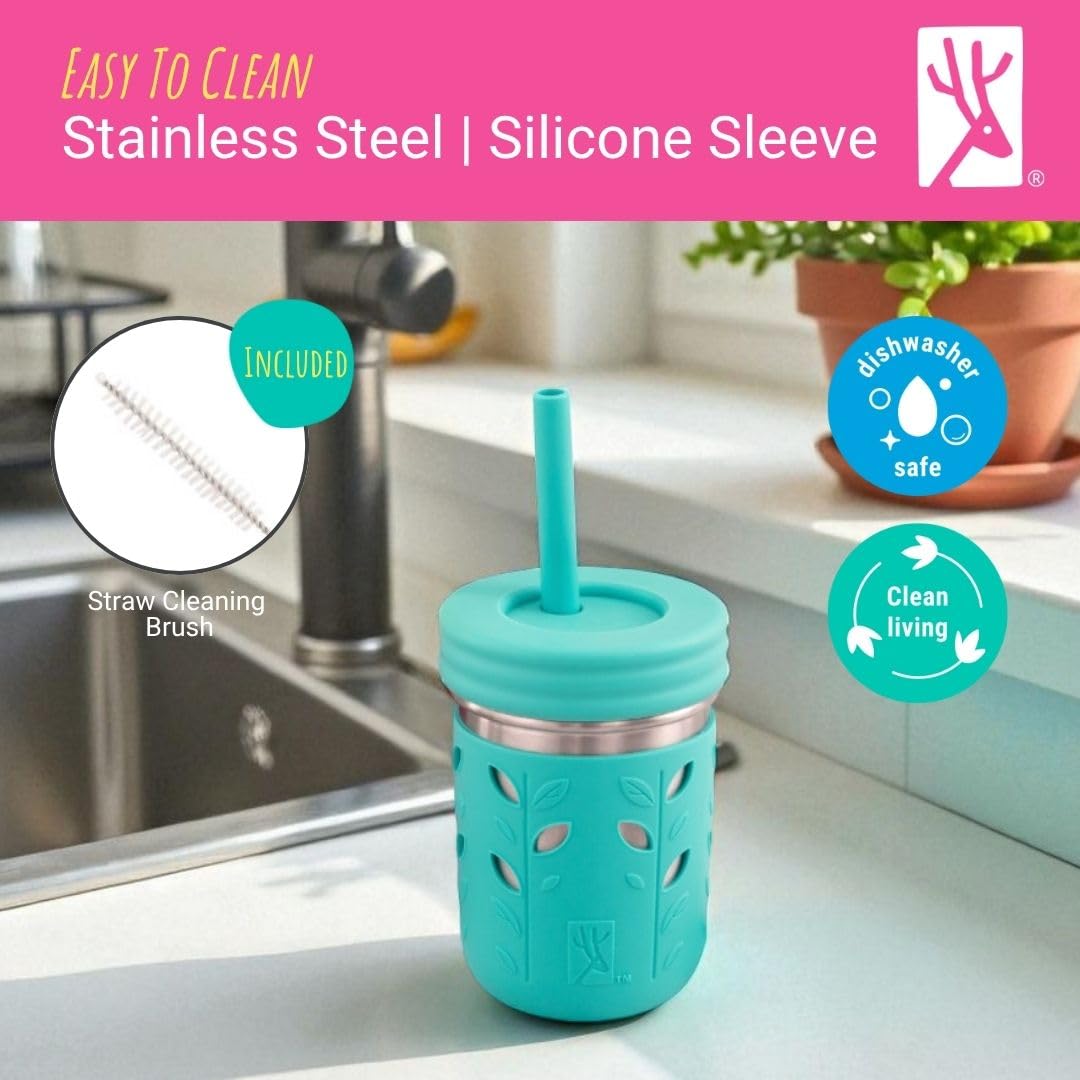 Elk and Friends two lids for sipping and snacks, versatile for kids.