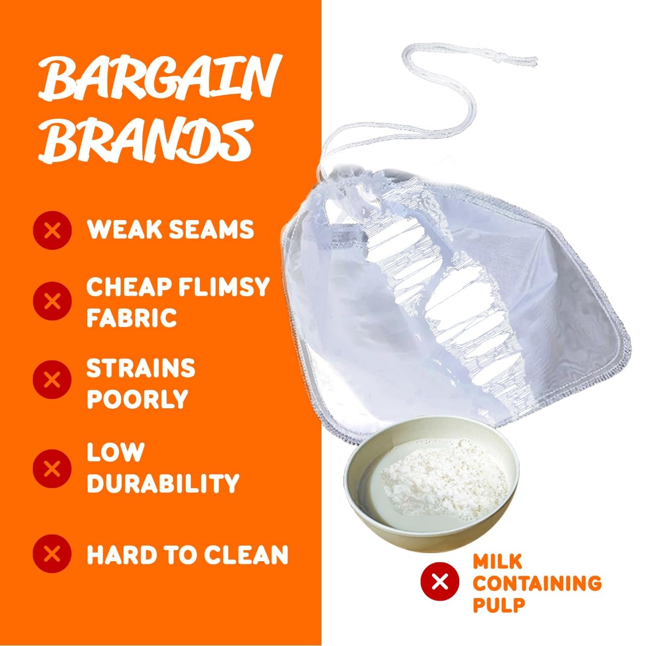 Ellie's Best Pro XL Nut Milk Bag dries quickly for easy storage.