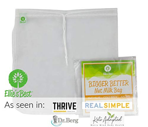 Ellie's Best Pro XL Nut Milk Bag includes a bonus recipe book.