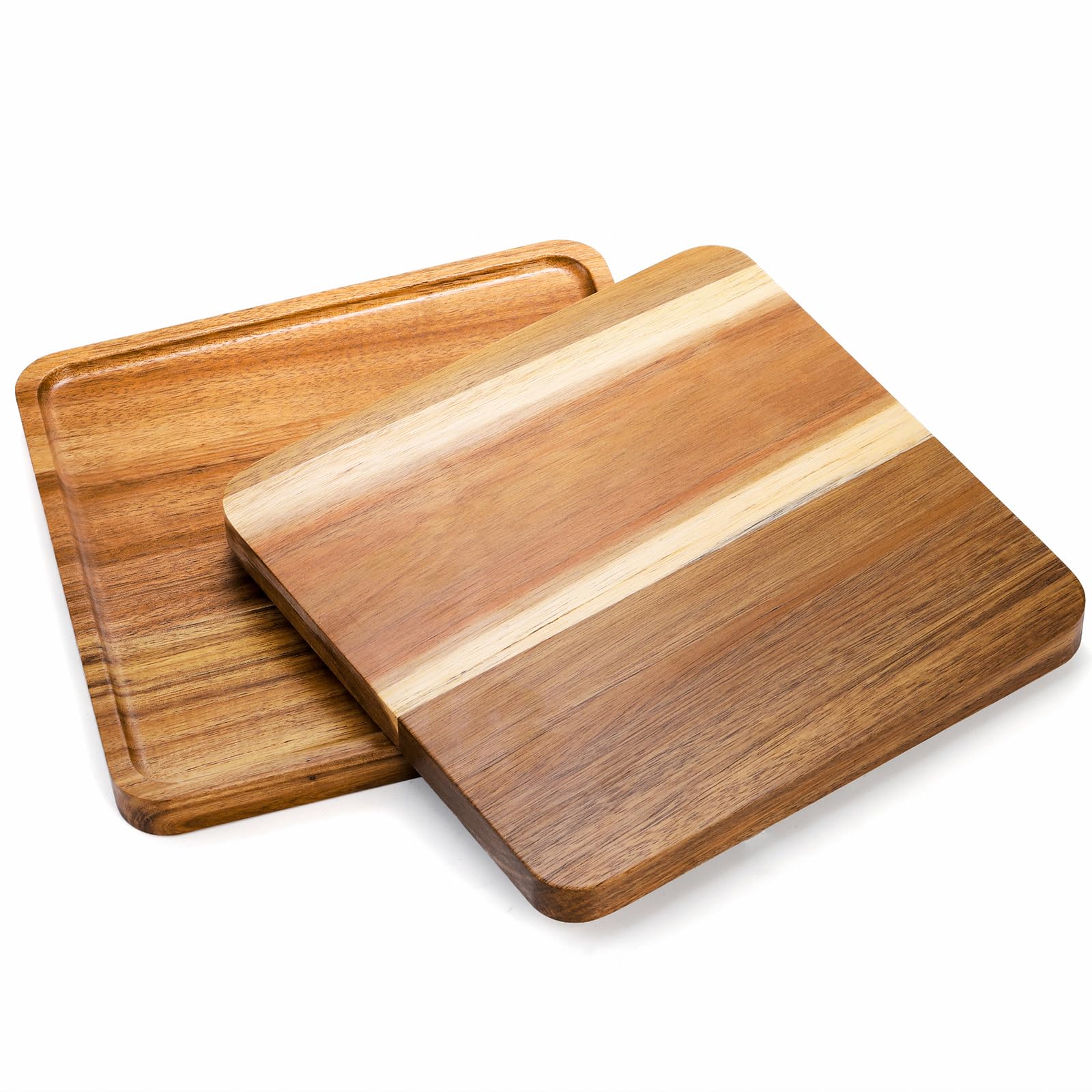 Elsjoy acacia wood square tray close-up highlights grain and natural finish.
