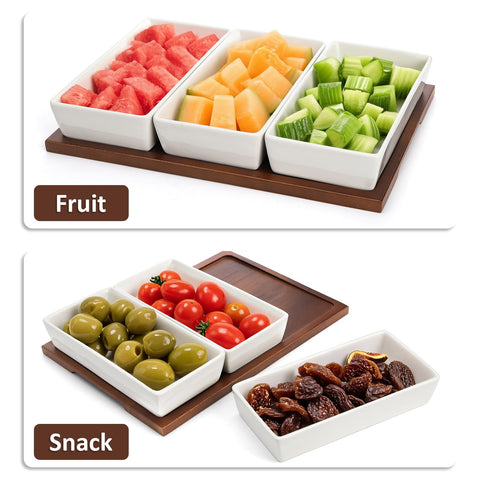 Elsjoy appetizers and dips neatly separated to prevent flavor transfer.