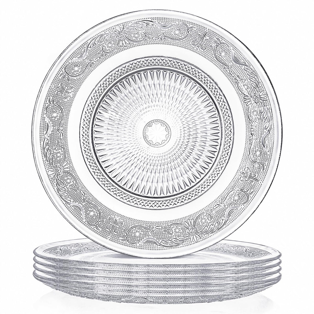 Elsjoy embossed plate with diamond center for elegant dining