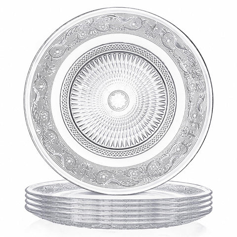 Elsjoy embossed plate with diamond center for elegant dining
