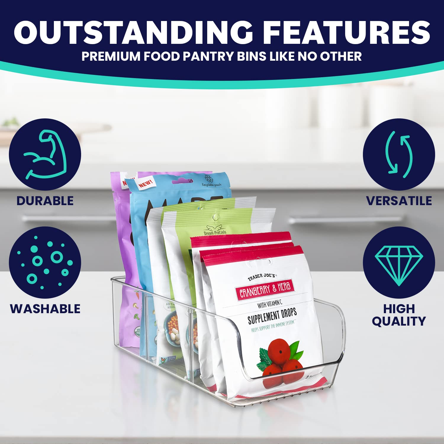 ELTOW open top design bin provides quick access to tall items.