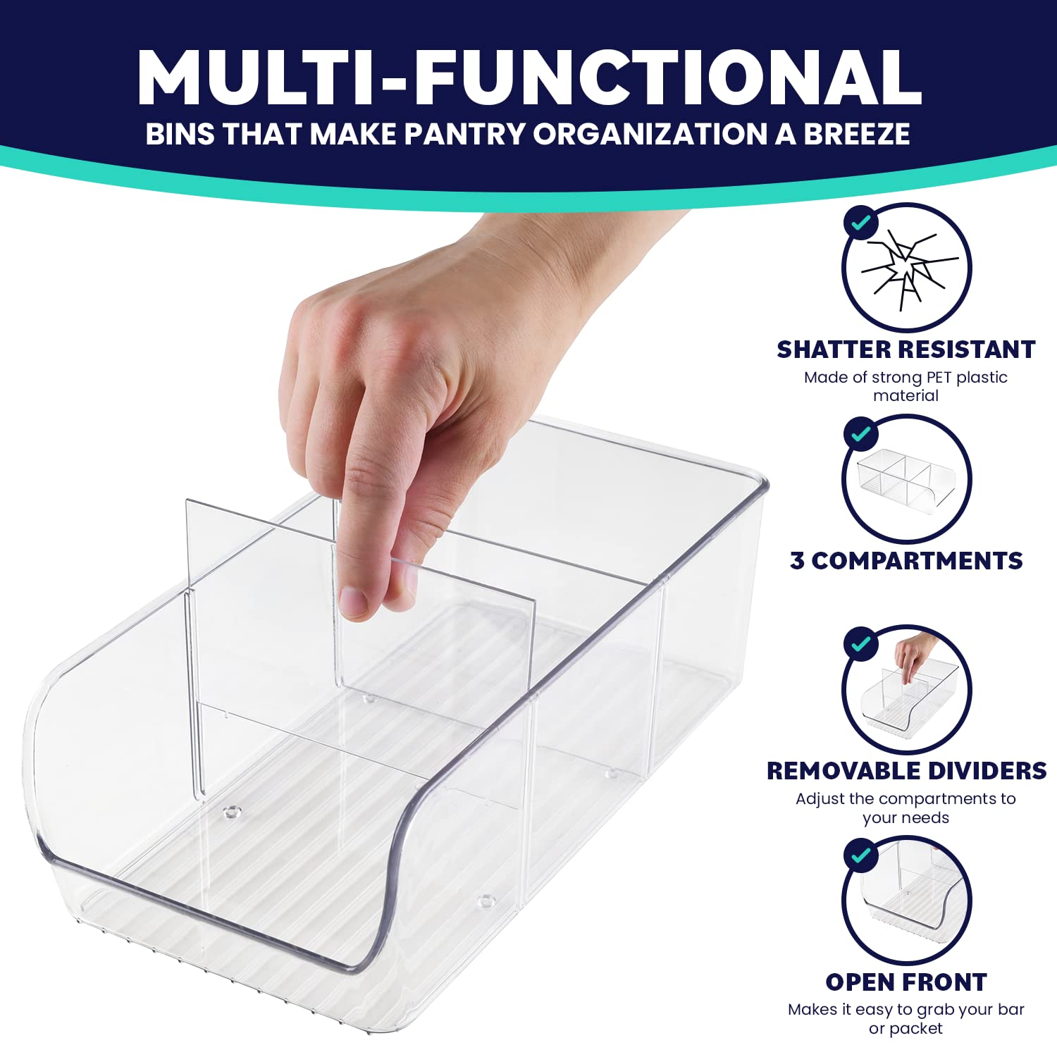 ELTOW snack organizer three compartments keeps condiments organized.