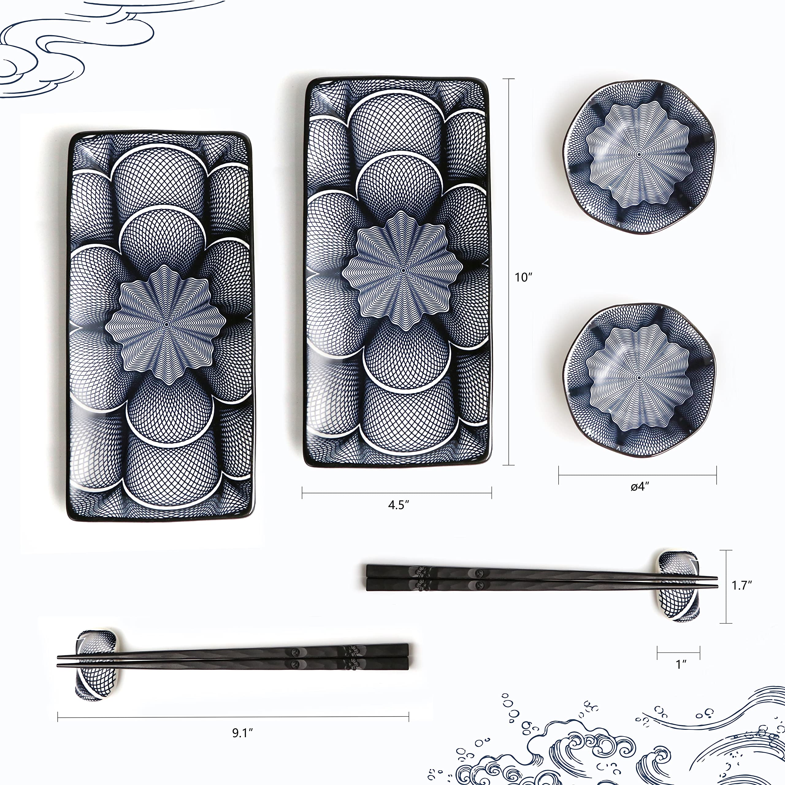 ELUSH chopsticks arranged for easy, precise sushi dining.