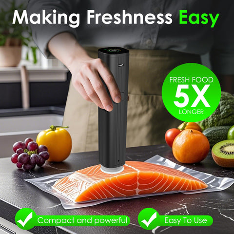 Elxis vacuum sealer in a compact travel-size setup for on-the-go use