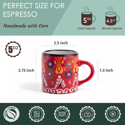 Elyese espresso mugs with multicolor glaze ideal for cappuccinos.