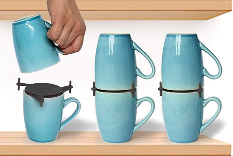 ELYPRO coffee mug organizer stack helps maximize cabinet space.