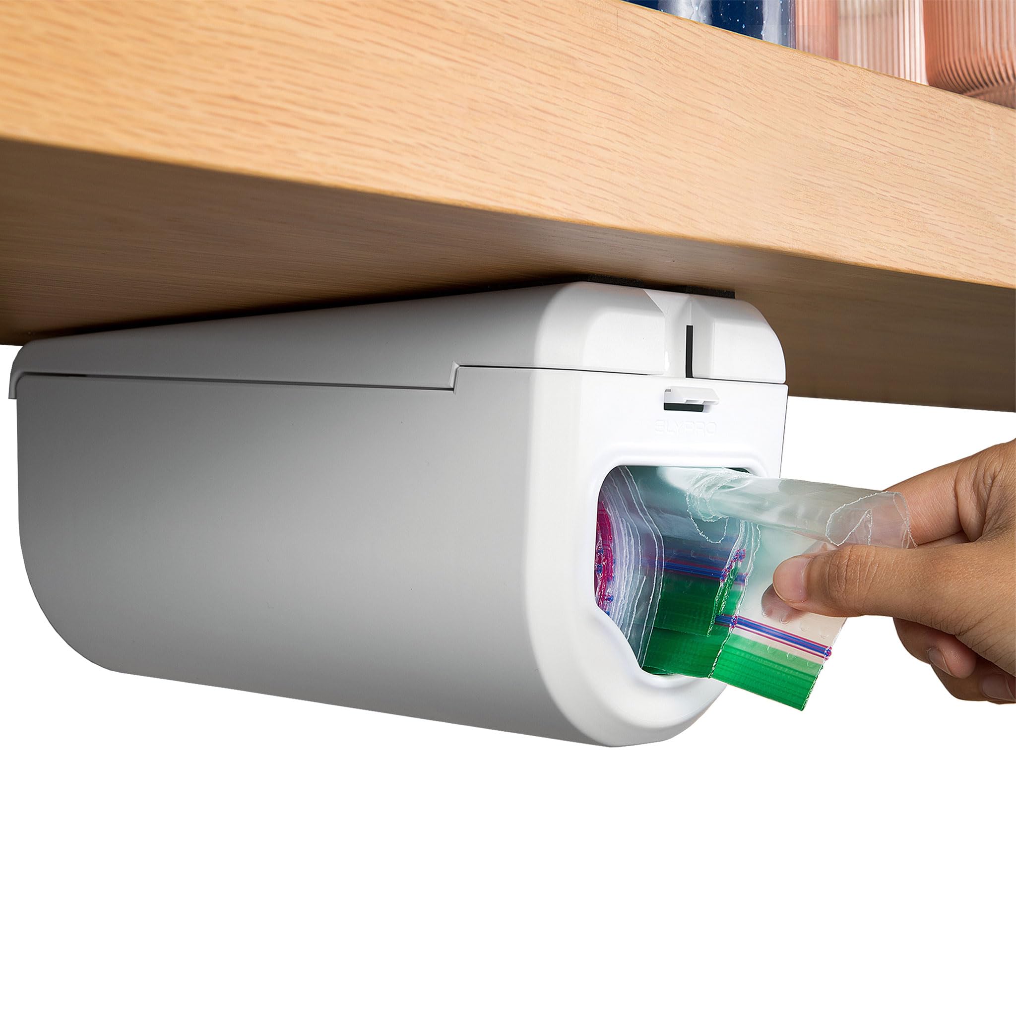 ELYPRO dispenser front-access action for quick bag grab