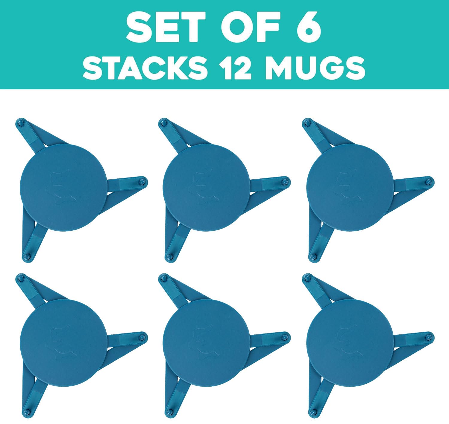 ELYPRO Mug Stackers blue versatile design fits mugs and glasses.