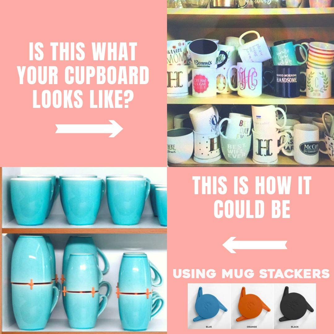 ELYPRO under-sink-mug-storage fits into tight cabinets while saving space.