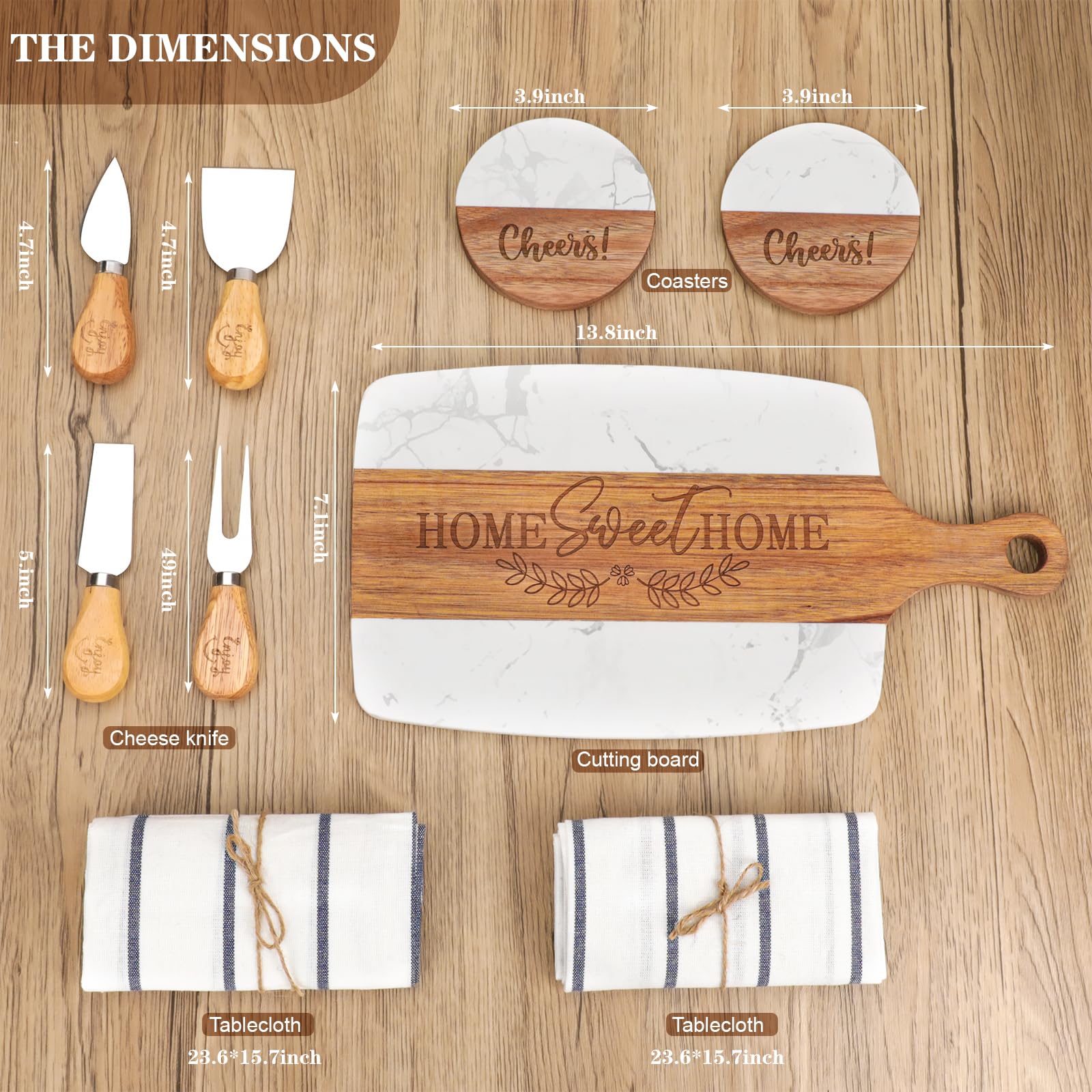 Elysirise personalized cutting board, durable acacia and marble, ideal for prep and serving.