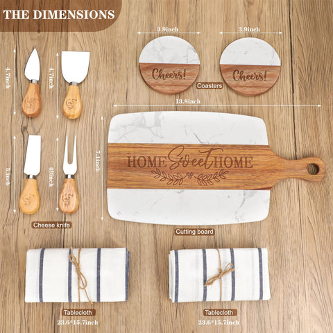 Elysirise personalized cutting board, durable acacia and marble, ideal for prep and serving.