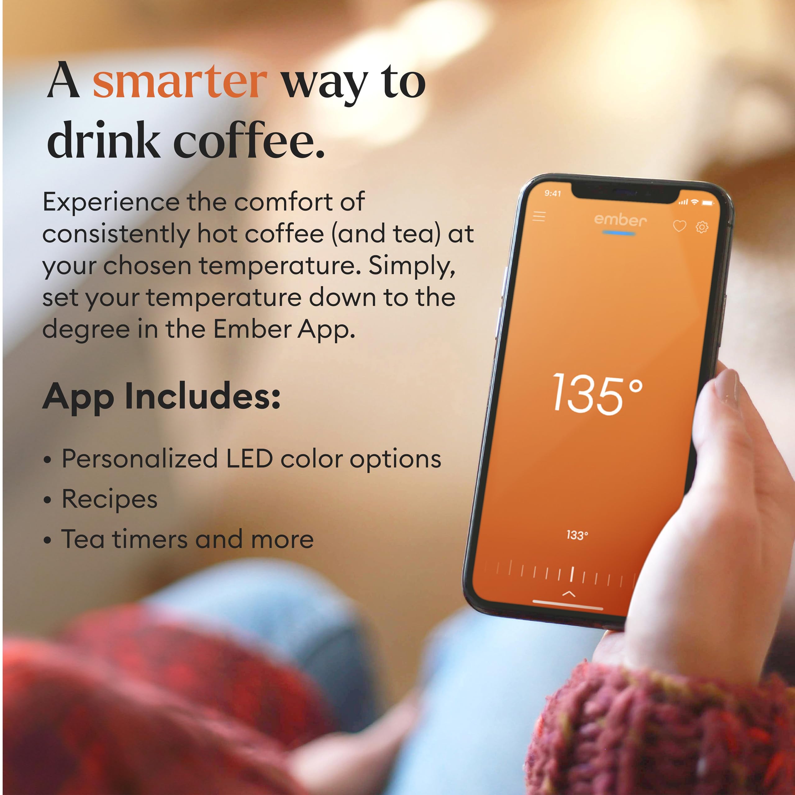 Ember Mug 2 app control on screen enables exact temperature settings
