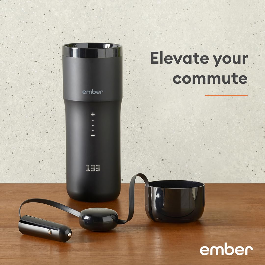 Ember Travel Mug 2+ charging coaster continuously powers the mug for all-day warmth.