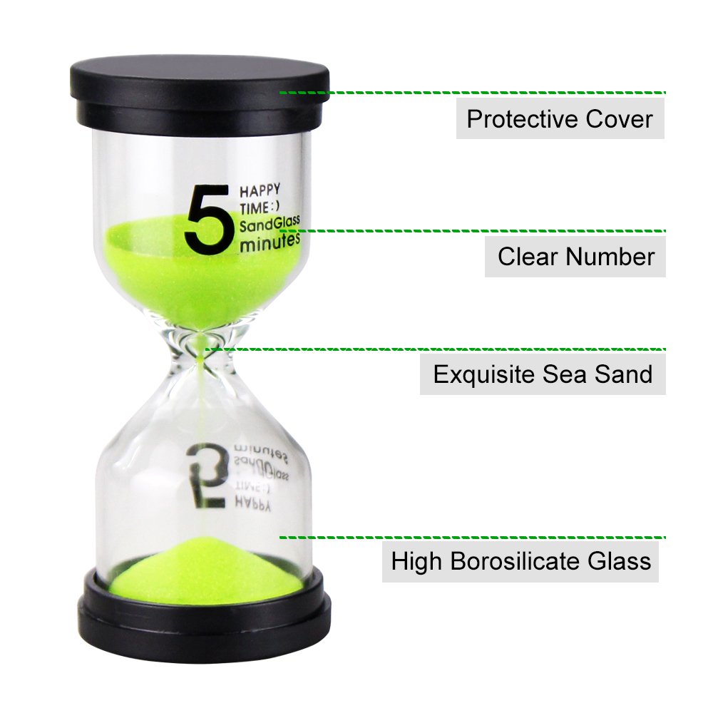 EMDMAK sand timer 3 minutes: colourful hourglass for study sessions.