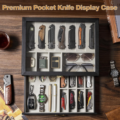 Emfogo knife collection organizer in natural wood complements any desk or cabinet.