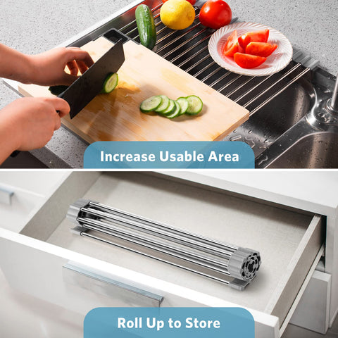 EMIERAI cutting-board support over sink keeps counters dry