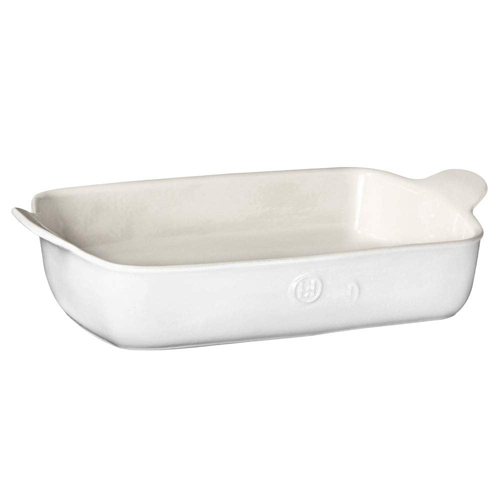 Emile Henry 13x9 large rectangular baker front view, durable ceramic for family casseroles