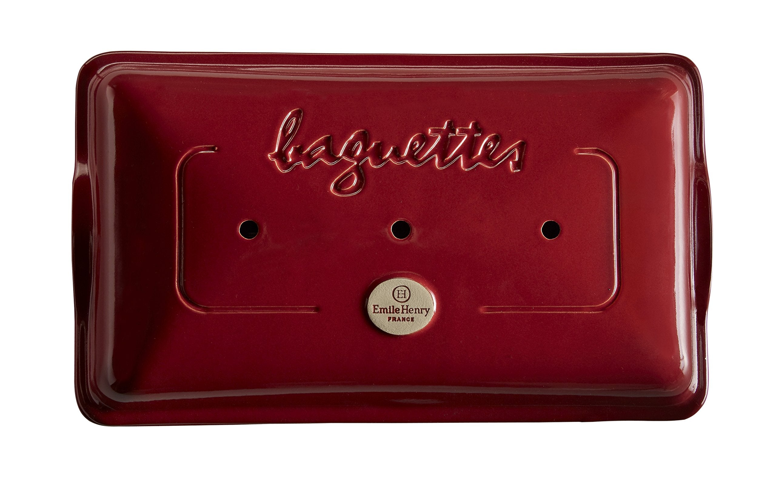 Emile Henry baguette baker dishwasher-safe for easy cleaning after baking.