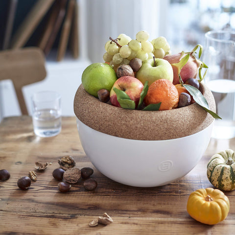 Burgundy ceramic glaze on Emile Henry Deep Storage Bowl highlights durable finish