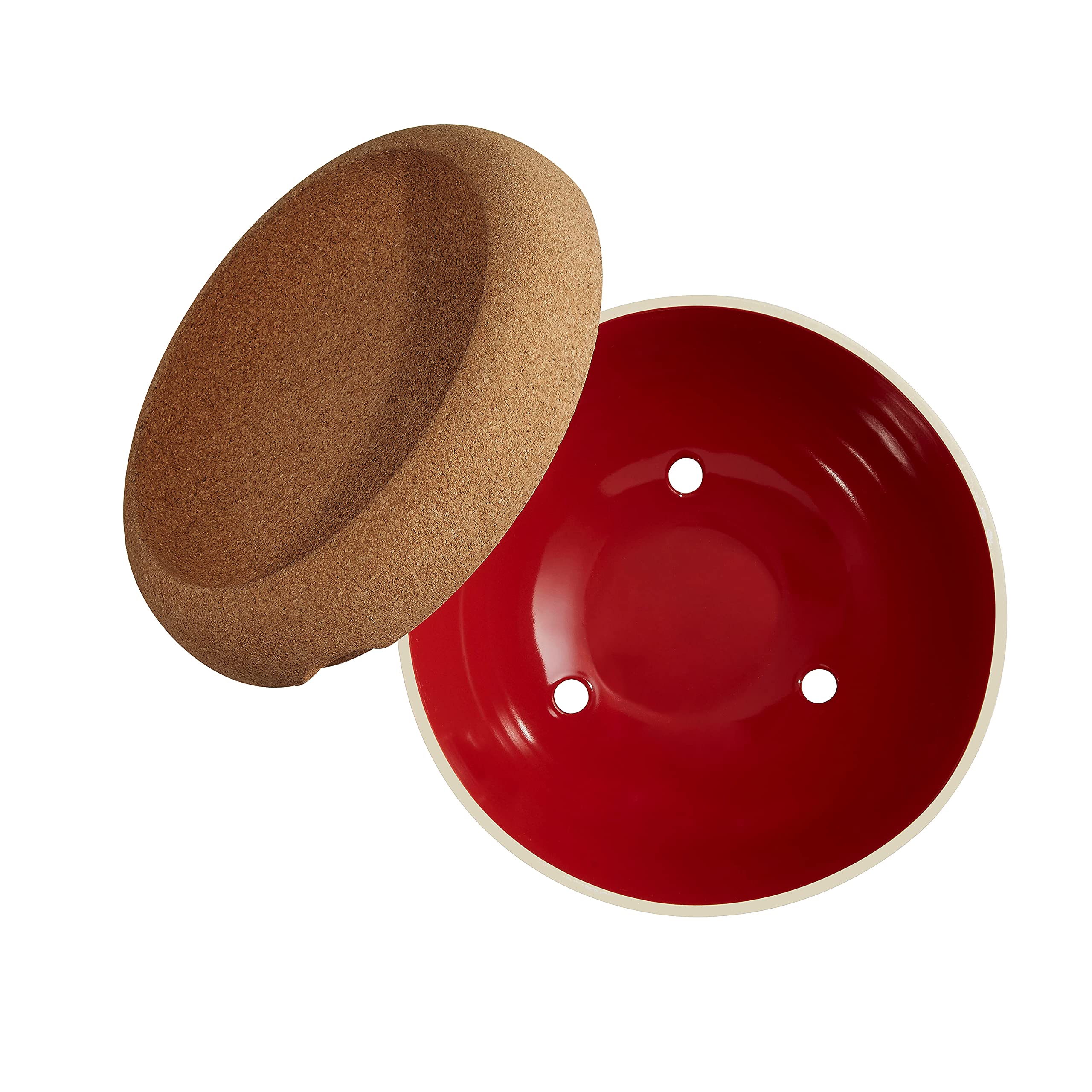 Cork lid insulation on Emile Henry Deep Storage Bowl maintains stable produce environment