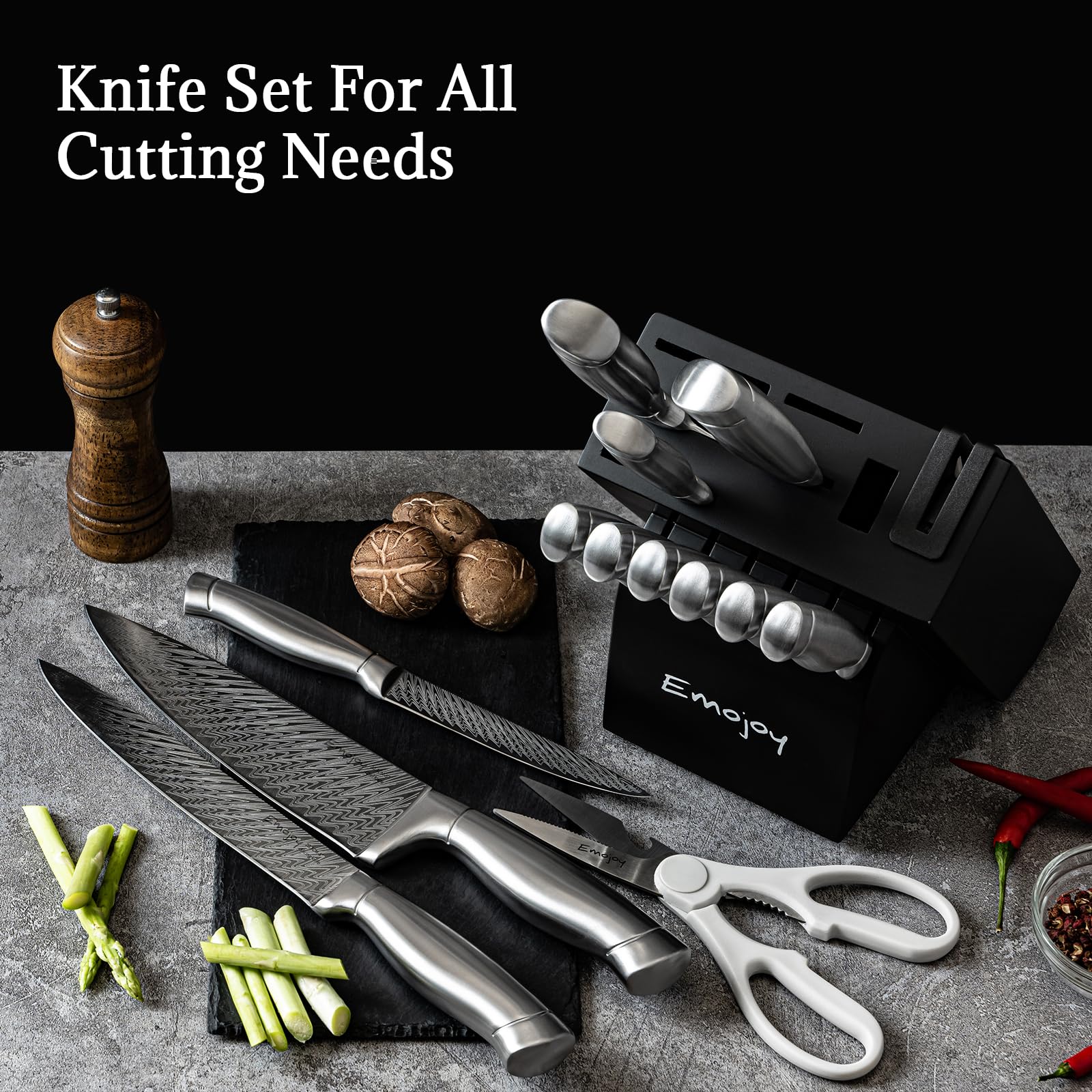 Emojoy built-in sharpener keeps blades ready for quick touch-ups.