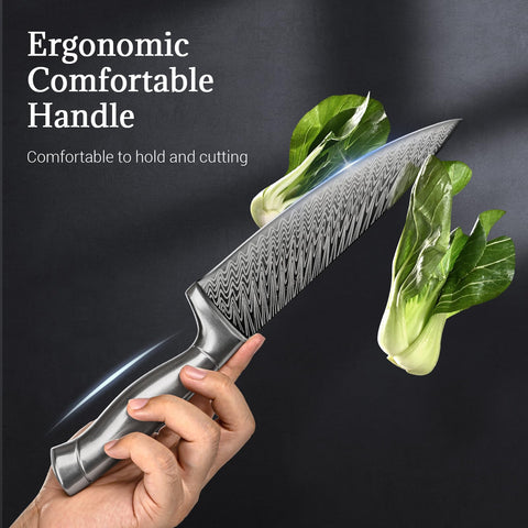 Emojoy 7-inch santoku knife for versatile chopping and mincing.