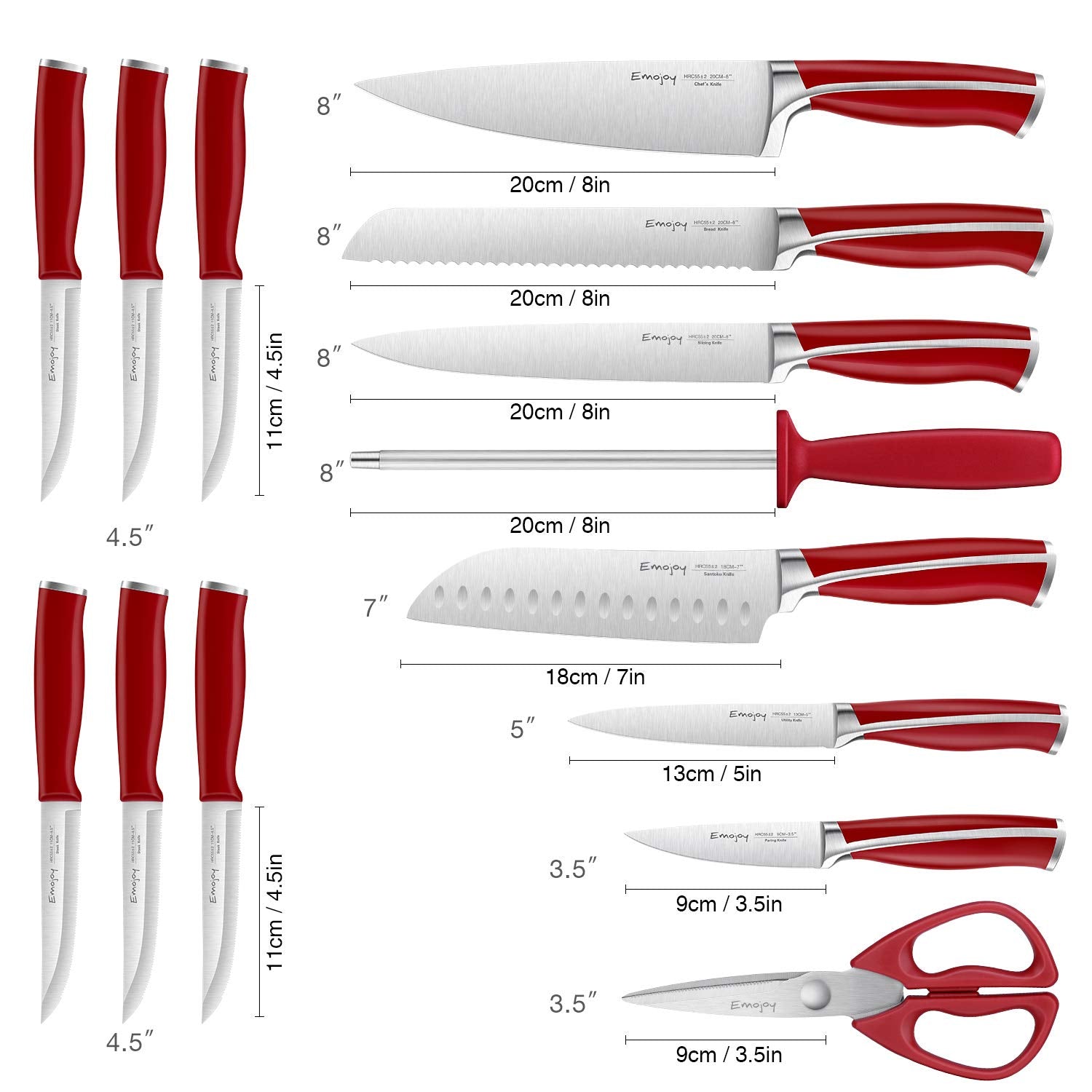 Emojoy 8-inch chef knife with razor-sharp edge for precise slicing.