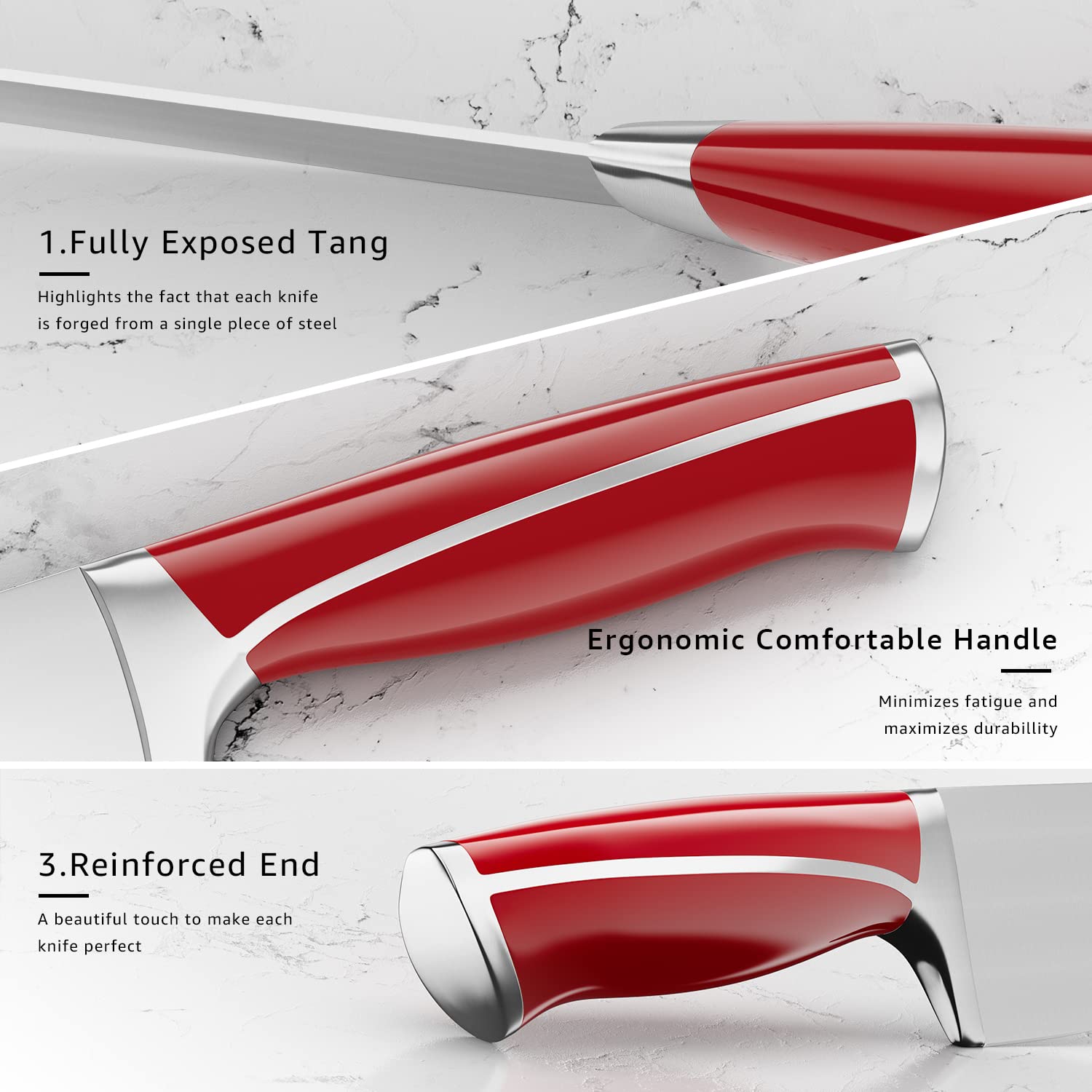 Emojoy 8-inch Santoku knife for versatile prep and mince.