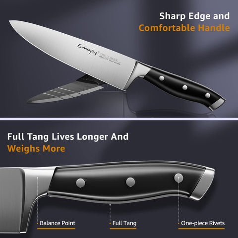 Emojoy bread knife with sturdy blade for clean cuts.