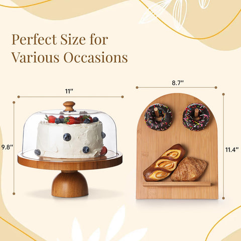 Emojoy cake stand with acrylic dome provides a dust-free presentation for pastries