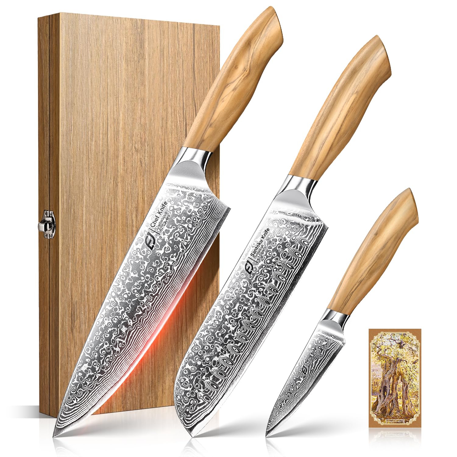 Emojoy Damascus 8-inch chef knife with durable edge for precise slicing