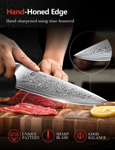 Emojoy Damascus-pattern cladding adds rust-proof aesthetics to kitchen.