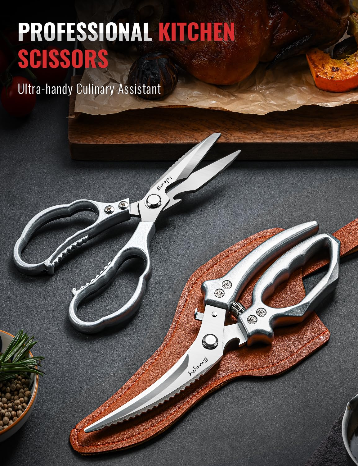 Emojoy scissors crafted from Japanese stainless steel with corrosion resistance.