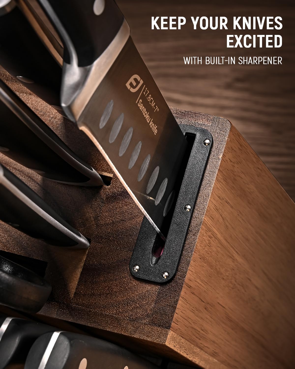 Emojoy knife set includes essential blades and tools for versatile cooking.