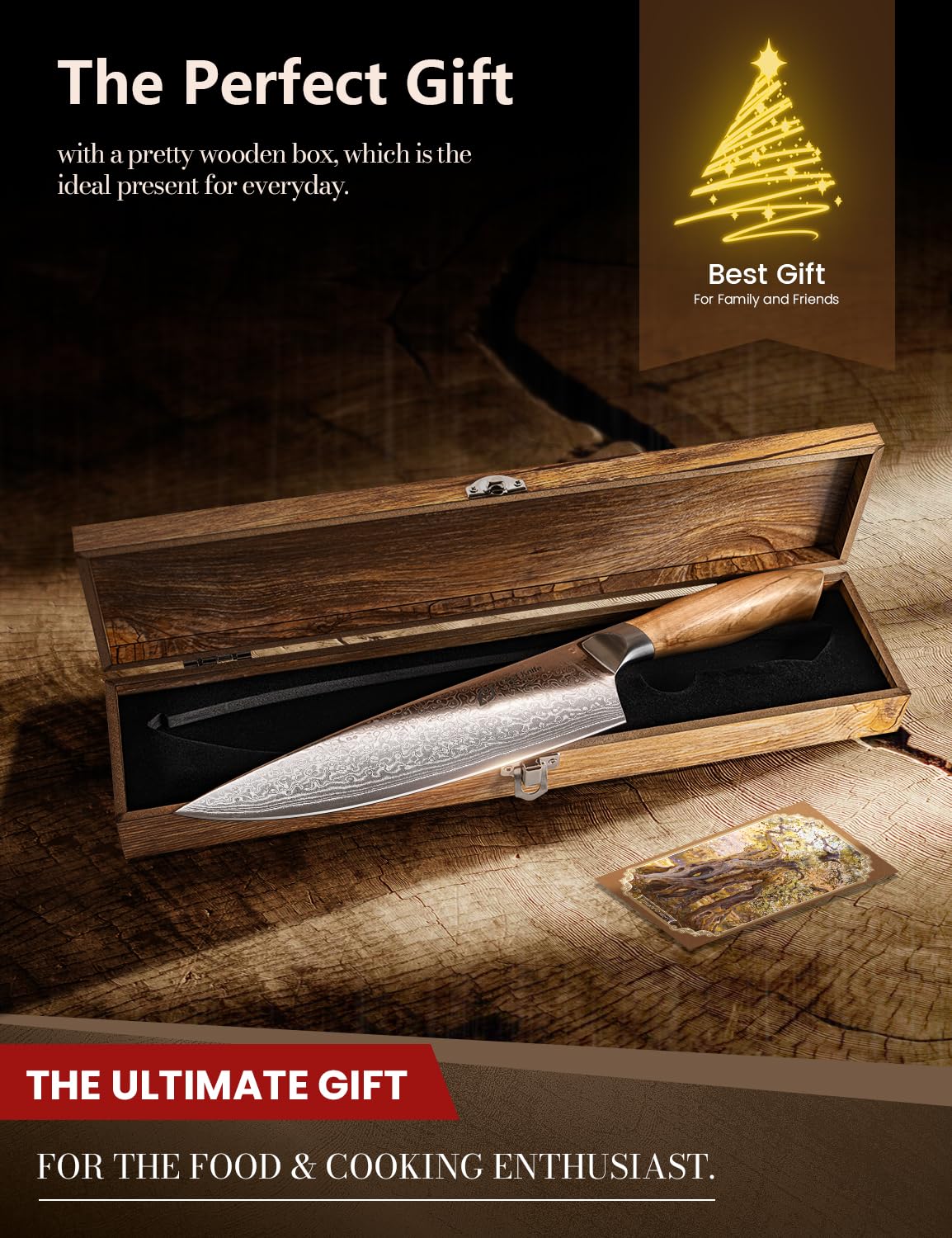 Emojoy lifetime warranty backs every Damascus knife for peace of mind.
