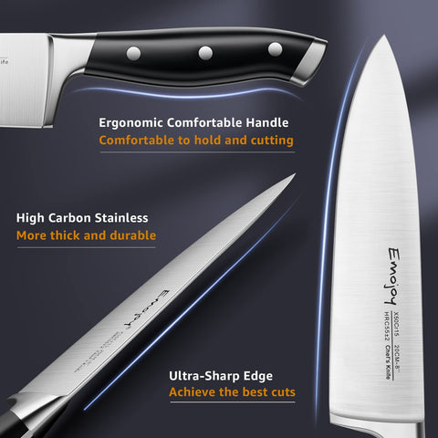 Emojoy Santoku knife ready for versatile kitchen prep.