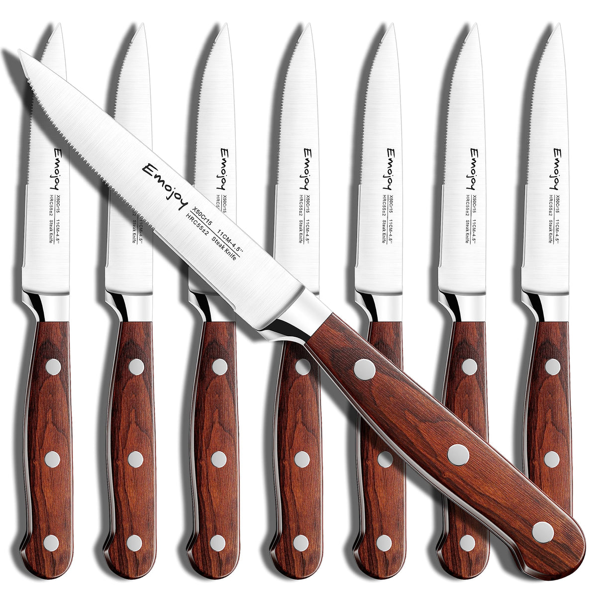 Emojoy steak knives close-up blade for precise slicing