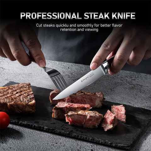 Emojoy steak knives Pakkawood handles for modern kitchen design