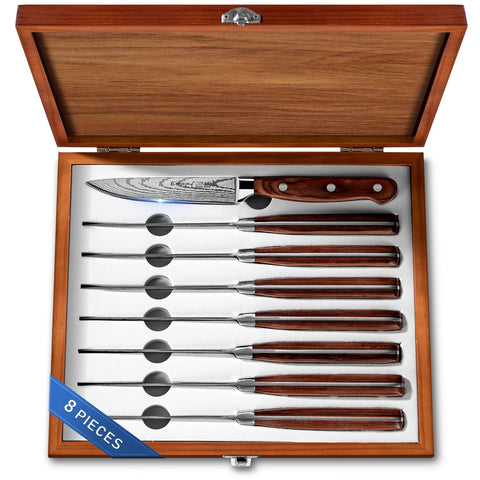 Emojoy 8-piece steak knives set shown whole for elegant dining